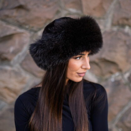 Šubara od nerca i lisice - Tamno smeđa